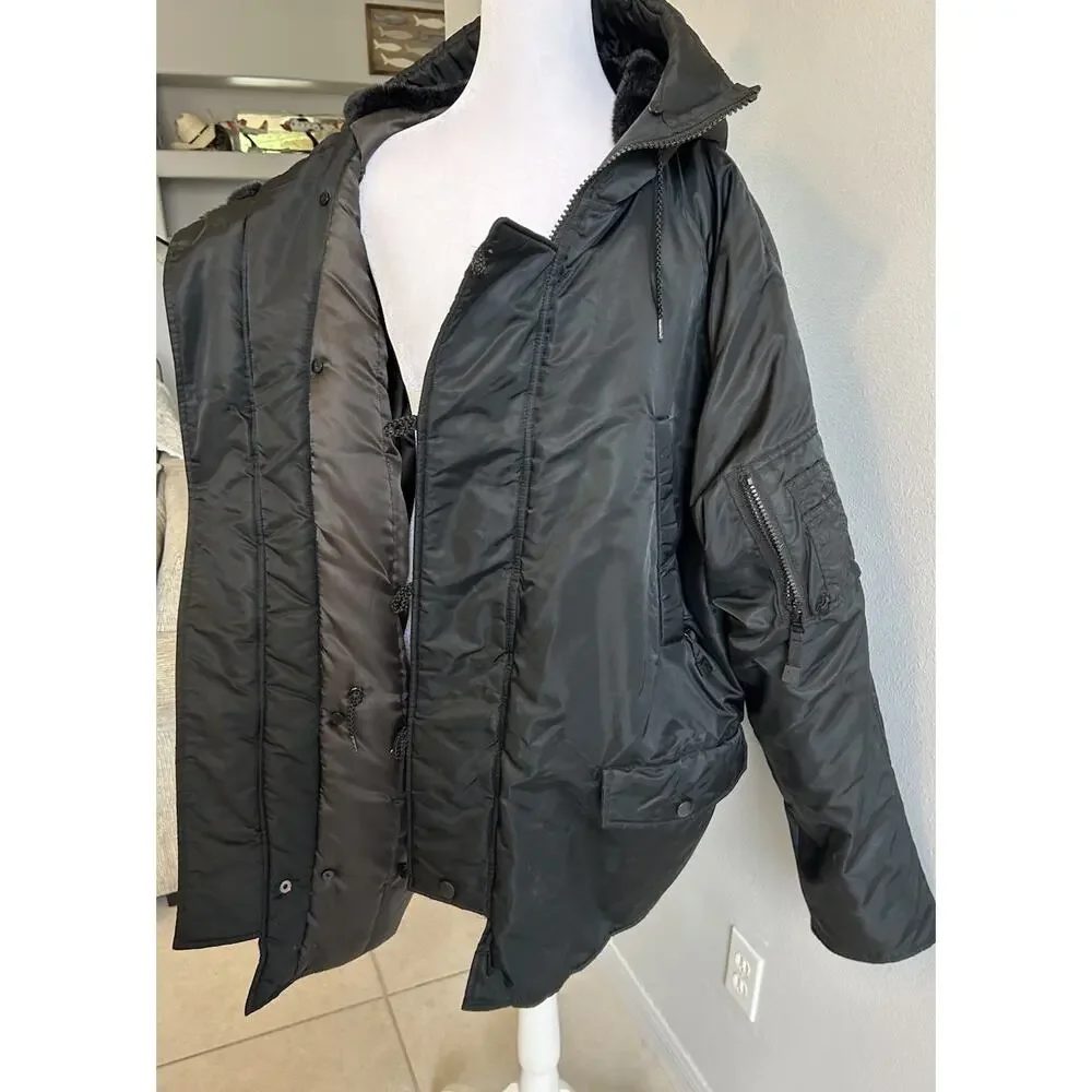 Y2K 90s Parka Insulated Jacket LONG Military Swim Pockets Women’s L Mossimo VTG